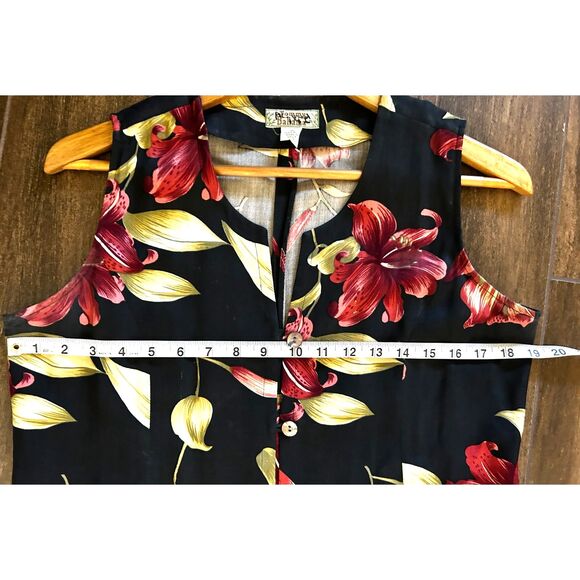 Tommy Bahama | Vintage Hawaiian Floral Silk Vest Women's Size Medium - Picture 6 of 7